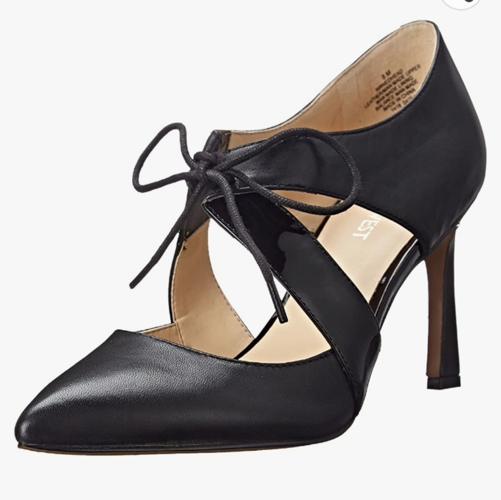 Nine West Redhead Pointy Toe Bow Genuine Leather Cutout Heels Sz